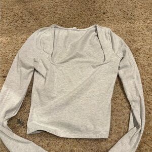 Garage Light Gray Square Neck Long Sleeve Top